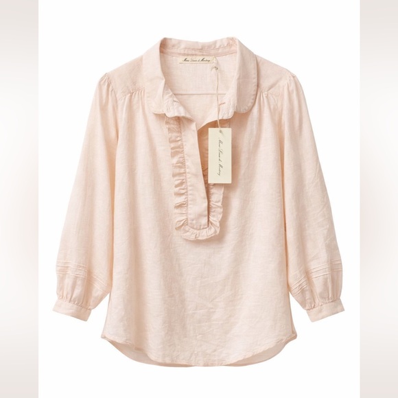 Marie Louise De Monterey Tops - Marie Louise De Monterey Volent Cotton Light Pink Ruffle Collar Shirt - NWT sz10